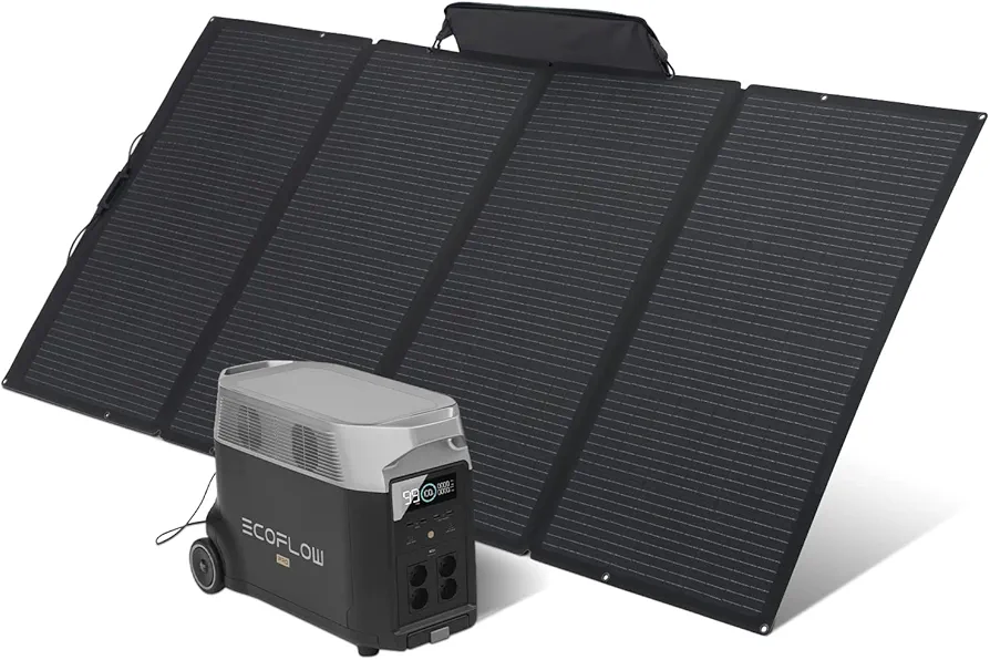 ECOFLOW Generador solar DELTA Pro 3.6KWh/3600W con panel solar de 400W, planta de energía portátil para el hogar, camping al aire libre, RV y de emergencia