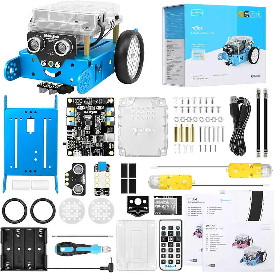 Makeblock mBot Robot Programable para niños, Robot Juguete Stem Compatible con Programable Scratch y Arduino, Inteligente EMO Robot, Kit Robotica Interactivo para niños 6 a 12 años - Azul