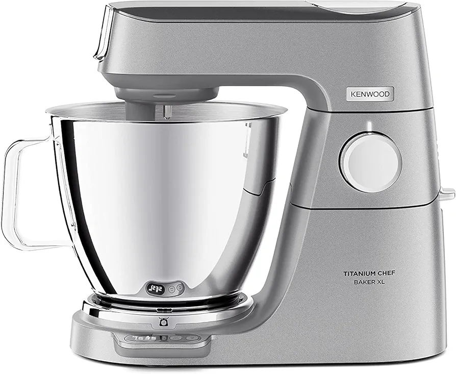 Kenwood Titanium Chef Baker XL Robot de Cocina con Batidor K, Gancho de Amasar, Varillas y Bol de 6,7L, KVL85.424SI, Potencia 1500W, Plata