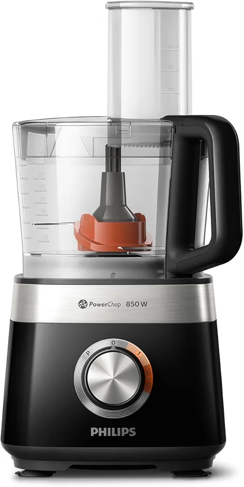 Philips Robot de Cocina Compacto y Licuadora - 800W, 29 Funciones, Jarra 1.5L, PowerChop, Cuchilla de Acero Inoxidable (HR7510/00)