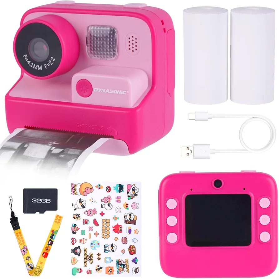 Cámara Infantil instantánea DYNASONIC (2ª Generación). Camara de Fotos Digital y Video para niños. 48MP. 2,5k UHD. Incluido Tarjeta SD 32GB, Regalo para niños y niñas de 3 a 14 años