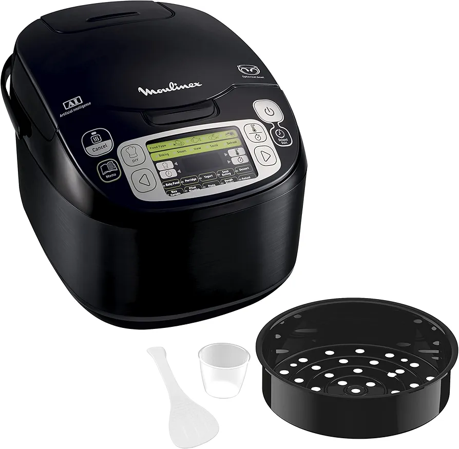 Moulinex Maxichef 43 en 1 MK8158 - Robot de cocina con 43 programas de cocción, capacidad 5 l, programable, capacidad hasta 4 personas, función recalentar, accesorios apto lavavajillas, color negro